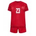 Camisa de Futebol Dinamarca Pierre-Emile Hojbjerg #23 Equipamento Principal Infantil Mundo 2022 Manga Curta (+ Calças curtas)